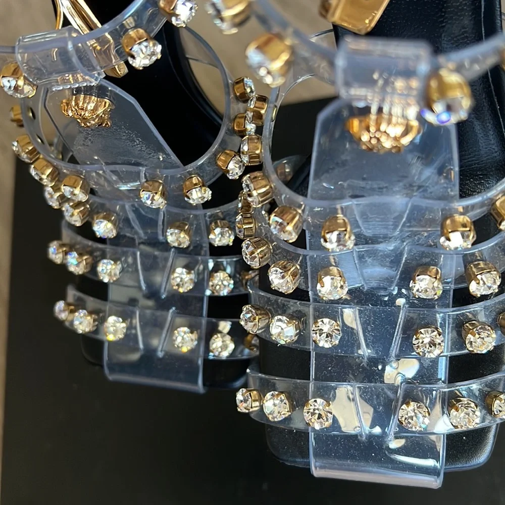 Versace Sandal Heels Jewels Sparkly_Versace Women's Embellished Caged Jelly - Picture 7 of 12